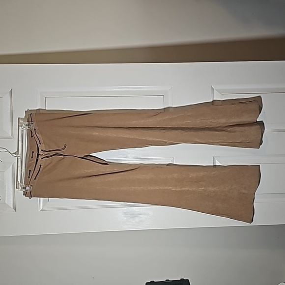 Vintage Powder Blu Faux Suede Flare Leg Festival Pants Size 5 - Picture 1 of 8